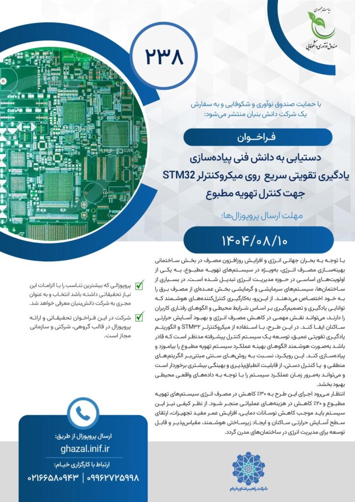 فراخوان توسعه فناوری کنترل هوشمند تهویه مطبوع