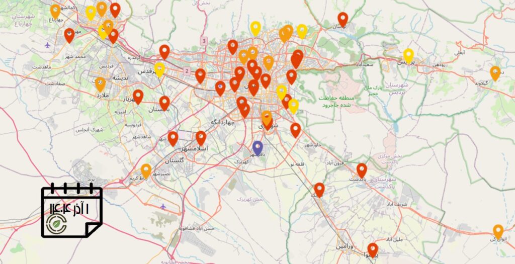 کیفیت هوای امروز: شاخص آلودگی هوای استان تهران (1 آذرماه)