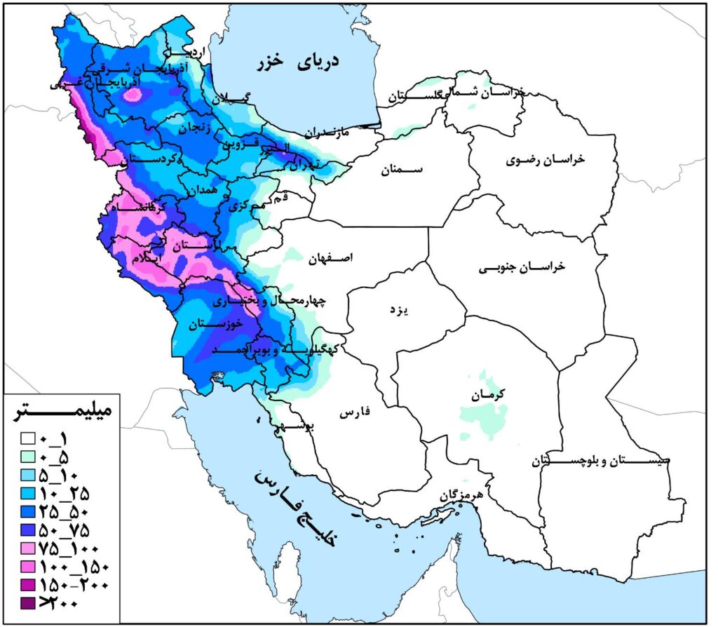 پیشبینی بارشهای قابلتوجه در شمال، غرب و جنوبغرب کشور طی هفته جاری