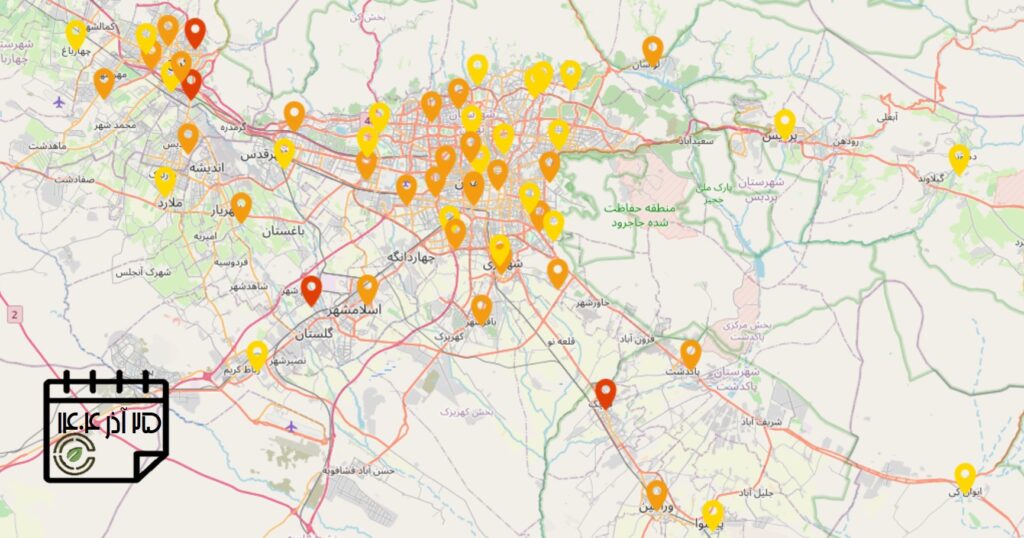 کیفیت هوای امروز: شاخص آلودگی هوای استان تهران (25 آذرماه)