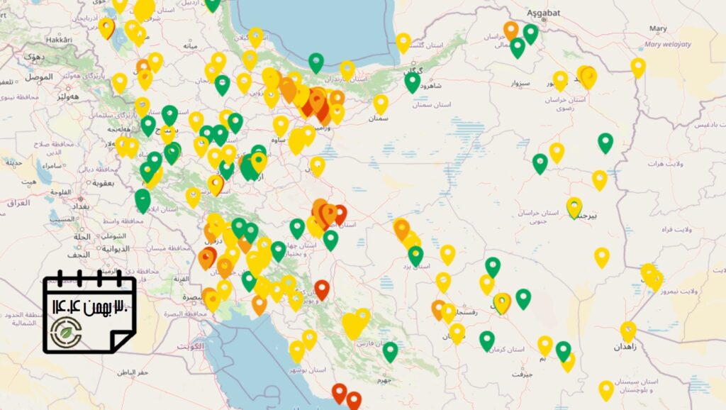 کیفیت هوای امروز: شاخص آلودگی هوا در استان‌های مختلف کشور (به‌روزرسانی 30 بهمن‌ماه)