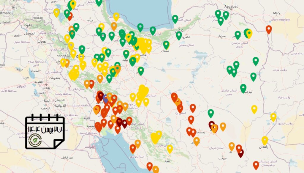 کیفیت هوای امروز: شاخص آلودگی هوا در استان‌های مختلف کشور (به‌روزرسانی 27 بهمن‌ماه)