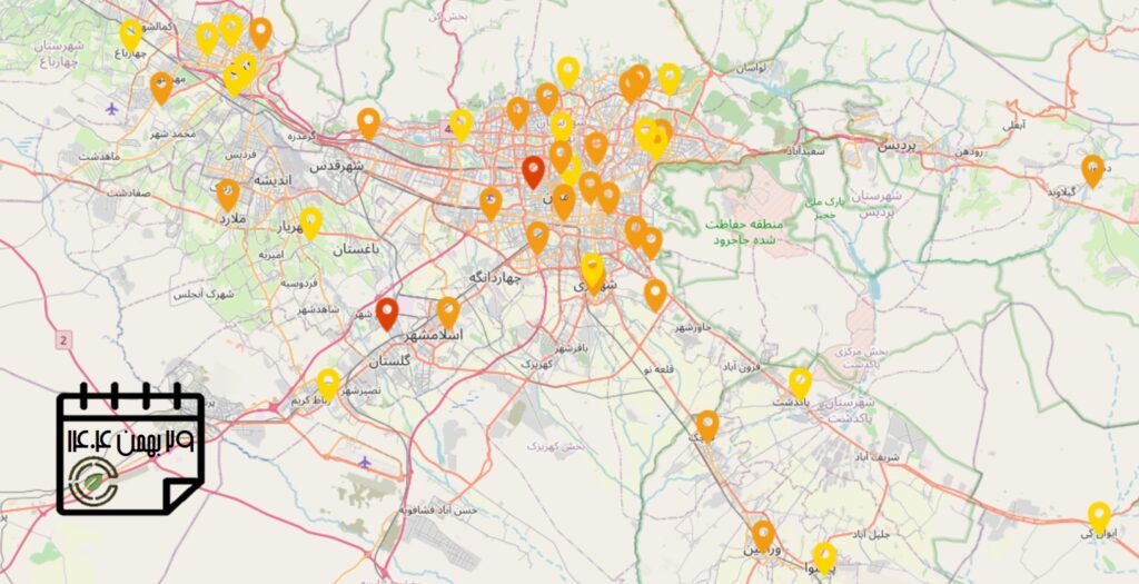 کیفیت هوای امروز: شاخص آلودگی هوای استان تهران (29 بهمن‌ماه)